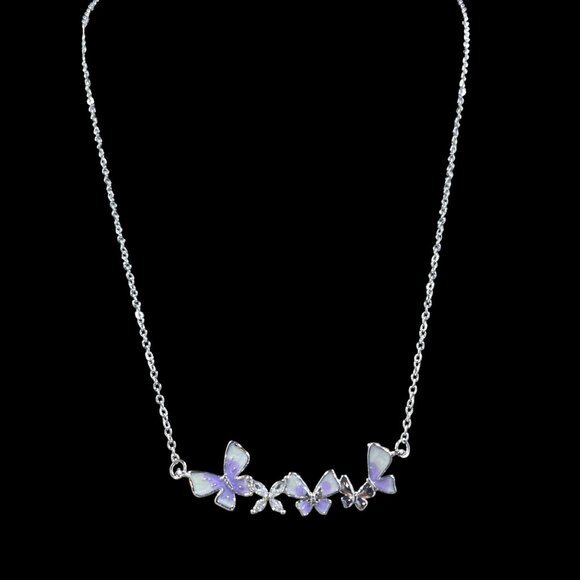 Butterfly Necklace Stainless Steel Iridescent Dainty Coquette Fairycore Jewelry - Picture 4 of 6